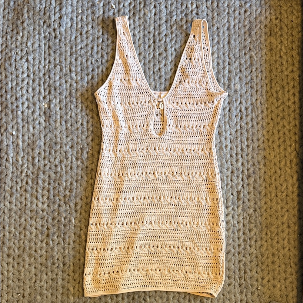 Wild fable Fable Crochet swim coverup- Cream with shell detail